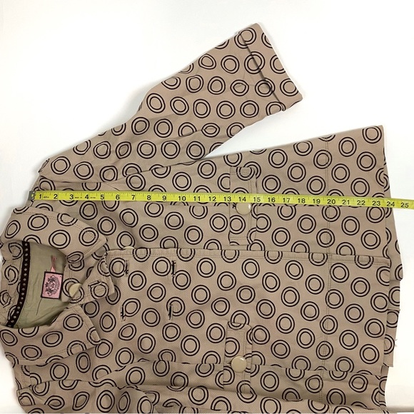 Juicy Couture Tan Brown Circle Pattern Pea Coat Size Small - Picture 15 of 16